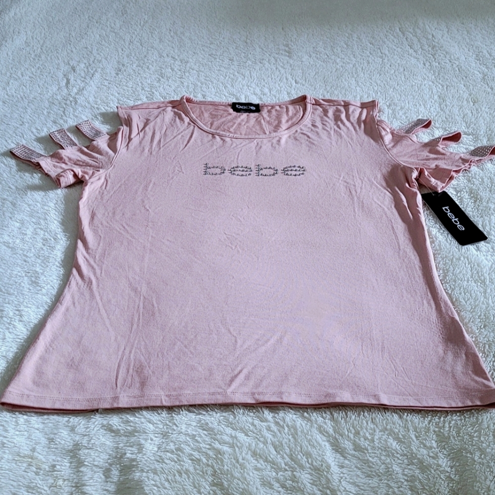 bebe Misty Rose🌹 Colored Top with Cutout✂️ Sleeve Detail - NWT - Picture 12 of 14